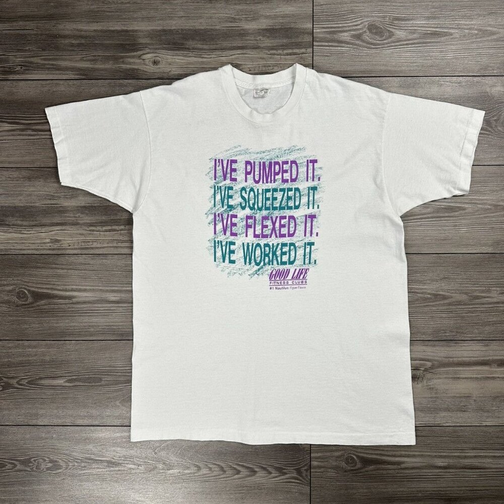 Vintage 90’s Good Life Fitness Funny Workout Gym T Shirt